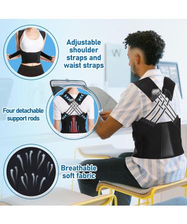 xinrongda Posture Corrector Back Support Brace Adjustable Back Posture Belt for Men and Women Scoliosis Lower Back Brace Relief pain from Upper Back Shoulders for Office Home Gym 55-60kg - Buy Online on GoSupps.com