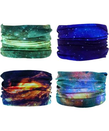 SMEHCF 4-Pack Multi-Purpose Bandanas | Breathable Washable Headbands Storm Hoods & Face Masks for Men & Women | Galaxy Blue Orange & Green - Buy Online on GoSupps.com