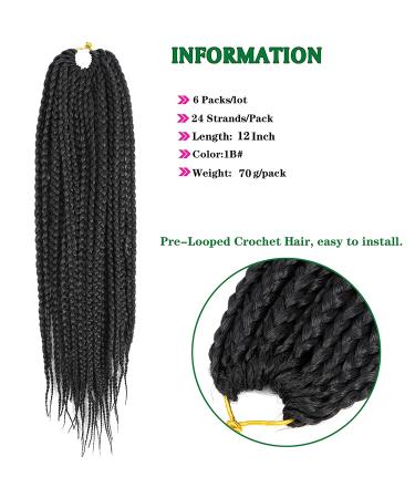 12 Inch Prelooped Crochet Box Braids for Black Women - 144 Strands (Pack of 6) - Buy Online on GoSupps.com