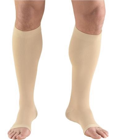 Truform 20-30 mmHg Aloe Infused Compression Stockings - Knee High Open Toe Beige Large - 1 Pair for Optimal Support - Buy Online on GoSupps.com