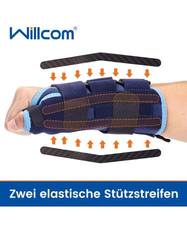 Willcom Thumb Wrist Rail with Metal Stabilizer - Breathable Right Hand Support for Tendinitis Arthritis Carpal Tunnel Relief (Size L) - Buy Online on GoSupps.com