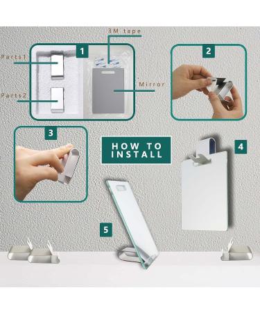 Ninewater Portable Makeup Mirror with Stand and Razor Holder - Frame-Less Handheld Design, No-Copper Mirror, Bathroom Shaving Essential with Adhesive Hooks - Buy Online on GoSupps.com