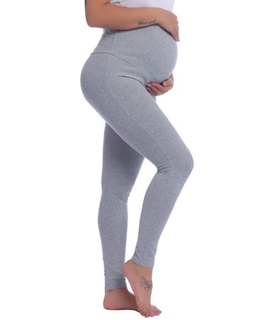 Amorbella Maternity Leggings Over Bump Cotton Soft Pants Yoga Pajama XL Light Gray