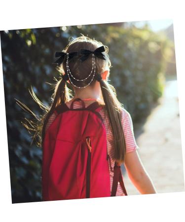 Angoily Pearl Tassel Pair Clip Hair Chain Clips Pearl Sweet Women Barrettes Pearl Hairpin Bow Tassel Hair Clips Pearl Bow Hair Clip Fashion Bow Tie Fabric Crocodile Chain Miss - Buy Online on GoSupps.com