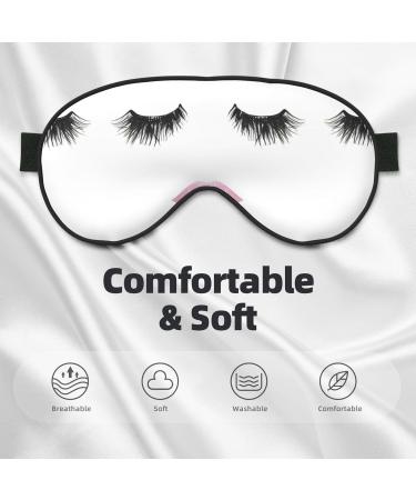 Unisex Eyelash Lip White Print Sleep Eye Mask - Soft Comfort Travel & Yoga Eye Shade Cover - Black - Buy Online on GoSupps.com