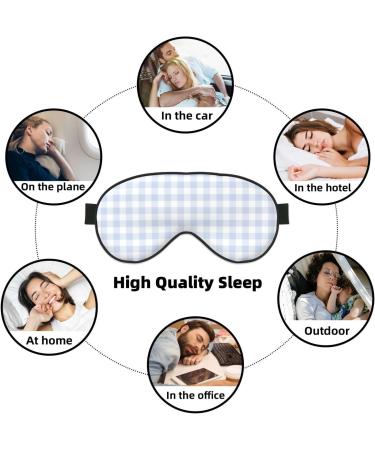 Blue Checkboard Sleep Eye Mask - Soft Elastic Blindfold for Comfortable Night Sleeping & Travel - Buy Online on GoSupps.com
