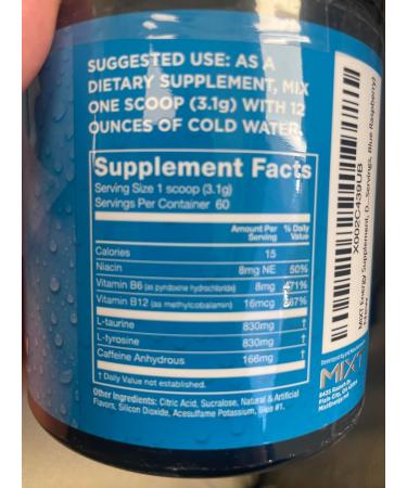 MIXT Energy Drink Mix Energy Powder 8 Hour Energy Formula Designed for Concentration Focus and Hours of Energy Without the Crash Sugar Free (60 Servings) (Blue Raspberry) - Buy Online on GoSupps.com