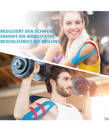 Deilin Kinesiotapes - Waterproof Elastic Kinesiology Tape for Sport | Skin-Friendly Muscle Straps (6m x 5cm) - Blue Black & Pink - Buy Online on GoSupps.com