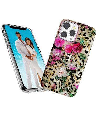 ARSTVEC protective cover for iPhone 13 Pro Max girls women glitter pearl glitter shiny glittering narrow soft tpu protective cover for iPhone 13 Promax 6.7 leopard pattern pink flower pattern with flower pattern