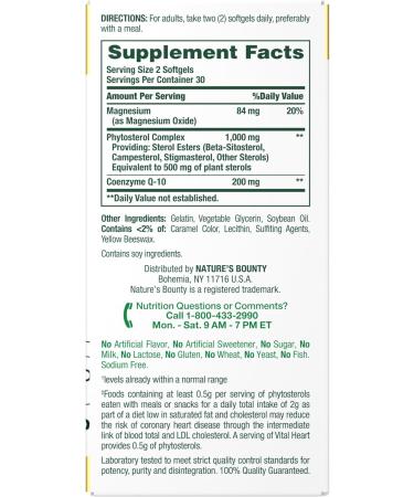 Nature s Bounty Advanced Vital Heart with CoQ10 + Magnesium Antioxidant Supports Healthy Blood Pressure Cholesterol Circulation Triple Action Formula CoQ10 Magnesium Supplement 60 Softgels 60 Count (Pack of 1) - Buy Online on GoSupps.com
