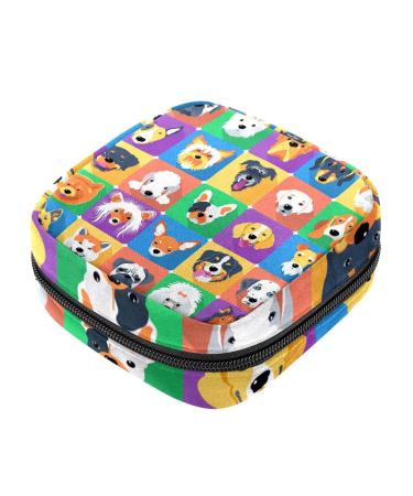 Cute animals dogs puppies head patterns women's tapes storage bags menstruation pocket portable menstrual cup bag with zipper for teenagers girls women women
