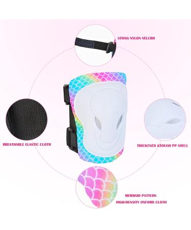 Rainbow Mermaid Kids Skating Protective Gear Set - Knee Pads, Elbow Pads, Wrist Guards for Skateboard, Roller Skating, Scooter - Ages 3-8 - Buy Online on GoSupps.com