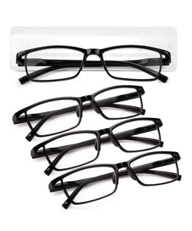 LUFF 4Pcs Anti-Blue Ray Reading Glasses Portable Ultralight Readers 1.5X 4pack Full Frame-black