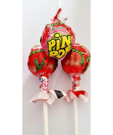 Lollipops Bubblegum Filled PIN POP Strawberry Flavour Lollies. Kids Party Bag Sweets Fillers (25) - Buy Online on GoSupps.com