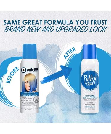 Punky Temporary Hair Color Spray in Bengal Blue - Non-Sticky, Non-Damaging Travel Size Dye for Instant Vivid Color - 3.5 oz - Buy Online on GoSupps.com