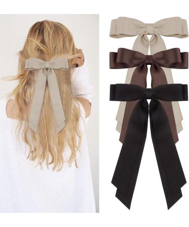 REYIN-CHHN Hair Bows for Women Hair Ribbons with Metal Alligator Clips Coquette Bows Preppy Teen Girl Gifts Trendy Stuff Cute Hair Accessories Aesthetic Things (black brown khaki) - Buy Online on GoSupps.com