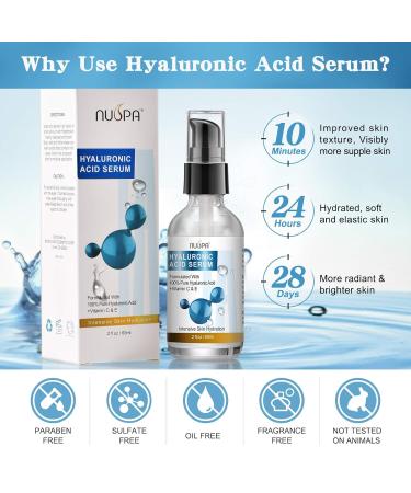 100% Pure Hyaluronic Acid Serum with Vitamin C & E - Hydrate Moisturize & Plump Skin | Anti-Aging Face Neck & Body Serum - 2 Oz - Buy Online on GoSupps.com