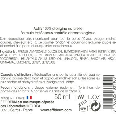 EFFIDERM - Magic Balm - Multi-purpose Body and Face Balm - Soothes and Repairs - Sweet Almond Oil and Shea Butter - Pot 50 ml - Buy Online on GoSupps.com