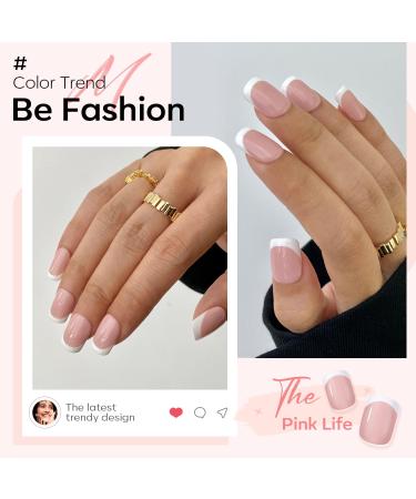 Modelones 30Pcs Press On Nails - Short French Nail Tips 15 Sizes Full Cover Pink Includes Nail Glue & Tools for Nail Art - Buy Online on GoSupps.com