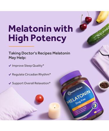Doctor's Recipes Melatonin 10 mg High Potency Non-Habit Forming Vegan Sleep Support Supplements for Men and Women Non-GMO No Gluten 120 Tablets 120 Count (Pack of 1) - Buy Online on GoSupps.com