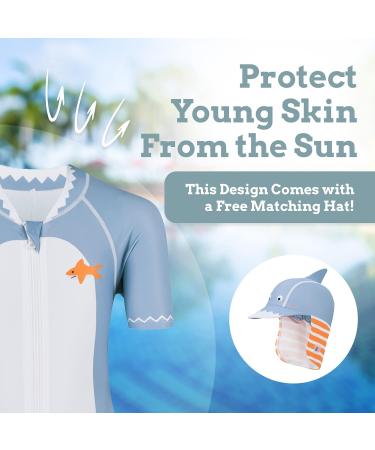 Juicy Bumbles Baby Swimsuit - Short Sleeve Toddler Swimming Costume - Unisex 4-5 Years Shark Design - Buy Online on GoSupps.com