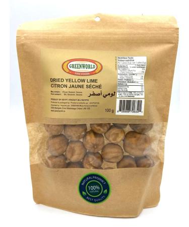 GreenWorld Dried Whole Yellow Limes(Lumi) - Fresh & Dried & Natural 100g - Citron Jaune Seche - Used for Chutneys Soups and Stews