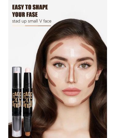 2-in-1 Dual Head Contour Stick Highlight and Contour Stick Long Lasting Waterproof Contour Stick Set (01) - Buy Online on GoSupps.com
