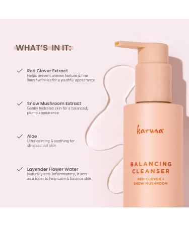 Karuna Balancing Facial Cleanser - Hydrating Foaming Face Wash with Red Clover & Snow Mushroom | Soothing Lavender Water | 150 ml | International Shipping - Buy Online on GoSupps.com