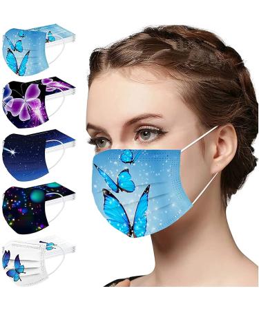 50 PCS Adult Disposable_Bandanas_Mask_Cover With Butterfly Design Pink Print Antidust Outddor Home Cleaning Supplies B 1 count (Pack of 50)