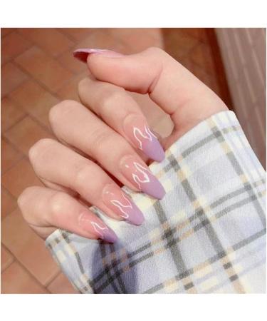Nail art patches beautiful and fashionable nail patches finger decorations cosmetics and decorative supplies purple flame short ballet nails cat-eye taro fake nails medium ballet whitening hand Purple Flame Glue Type - Buy Online on GoSupps.com