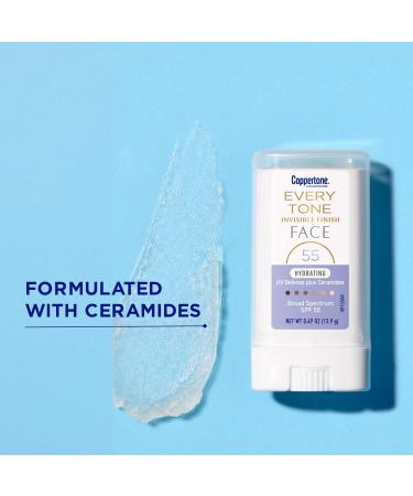 Coppertone Every Tone Invisible Finish Hydrating UV Defense Face Sunscreen Stick SPF 55 with Moisturizing Ceramides Blends in Clear Sunscreen for All Skin Tones 0.49 Oz Stick - Buy Online on GoSupps.com