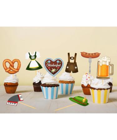 Grehge ter Oktoberfest Cupcake Toppers Oktoberfest Cake Decoration Beer Festival Party Picks German Beer Festival Cake Decoration for Oktoberfest Decoration Bavarian Party Dessert Oktoberfest B - Buy Online on GoSupps.com