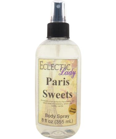 Paris Sweets Body Spray (Double Strength) 8 ounces Body Mist for Women with Clean Light & Gentle Fragrance Long Lasting Perfume with Comforting Scent for Men & Women Cologne with Soft Subtle 8 Fluid Ounces (Double Strength)