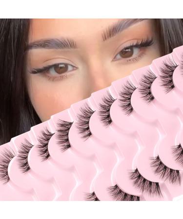 Glowingwin Half Lashes: Cat Eye False Eyelashes, Natural Look, 10 Pairs Corner Lashes, Handmade Reusable Mink Fluffy Lashes - Clear Band Half Lashes-09 - Buy Online on GoSupps.com