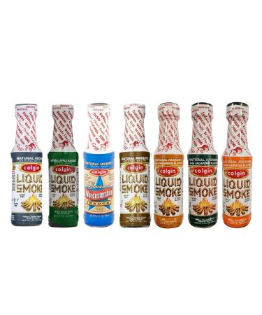 COLGIN LIQUID SMOKE BBQ MARINADE SET - Pecan Mesquite Apple Worcestershire Jalapeno Chipotle and Habanero