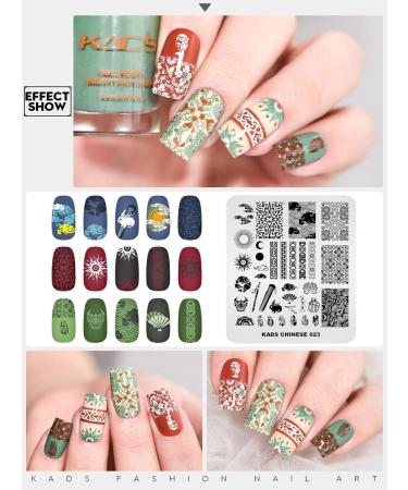 KADS Nail Stamping Plate Chinese Style Nail Art Stamp Template bamboo Lotus DIY Image Template Manicure Stamping Plate Stencil Tools (CN023) - Buy Online on GoSupps.com