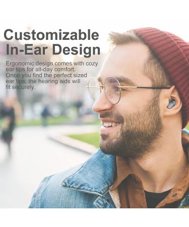 Rechargeable Digital Hearing Aids for Seniors with LED Display and Charging Case - Black - Buy Online on GoSupps.com