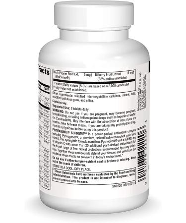 Source Naturals Pycnogenol Supreme Antioxidant Complex - 60 Count - Buy Online on GoSupps.com
