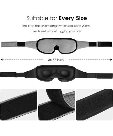 PrettyCare 3D Contoured Sleep Mask - Blockout Light Eye Cover with Earplugs and Travel Bag - Gray Night Eyeshade - Buy Online on GoSupps.com