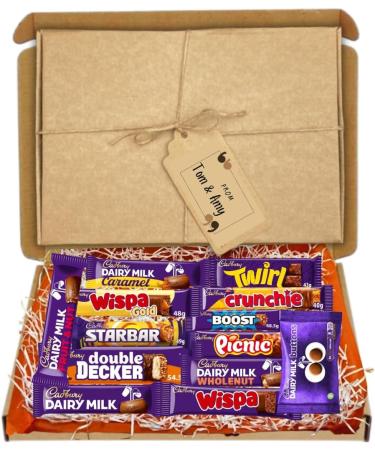 Personalised Cadbury chocolates hamper gift for everyone in unique presentation Full Sized Bars of the most favourite flavours comes with your own meaningful message (Personalised) - Buy Online on GoSupps.com