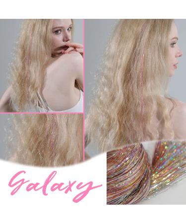 6 Pcs Clip in Hair Tinsel Kit - Galaxy Glitter Tinsel Extensions 19.6 Inch - Heat Resistant Fairy Sparkle Strands - Perfect for Festivals, Parties - Women, Girls, Kids - Buy Online on GoSupps.com
