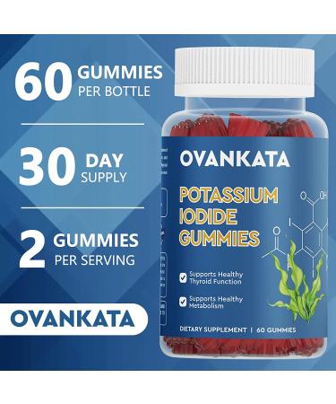 OVANKATA Potassium Iodide Gummy with Vitamin B6, B12, Zinc, Ashwagandha & L-Tyrosine - Immune & Thyroid Support Supplement for Adults - 60 Gummies - Buy Online on GoSupps.com