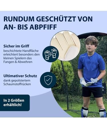 Hudora Goalkeeper Gloves for Kids & Teens - Padded Foam Back Football Gloves in S/M with Velcro Fastener - Buy Online on GoSupps.com
