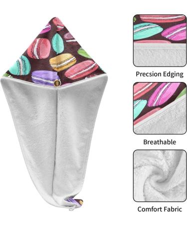 Macarons Parisien Dry Hair Cap - 2 Piece Quick Drying Towel Set with Button Headband | Super Absorbent & Comfortable - Buy Online on GoSupps.com