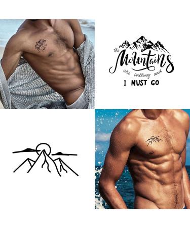 Sleek and Stylish: Tattoonova 6 Sheets Temporary Mountain and Pine Tree Tattoos for Women - Perfect for Parties and Events - Body and Face Sleeve Fake Tattoos - Buy Online on GoSupps.com