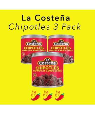 3x La Costena Chipotle Peppers In Adobo Sauce 7Oz Can - 199g bundle with Tajin Clasico Mexican Seasoning With Lime 10g (Pack of 3+1) - Buy Online on GoSupps.com