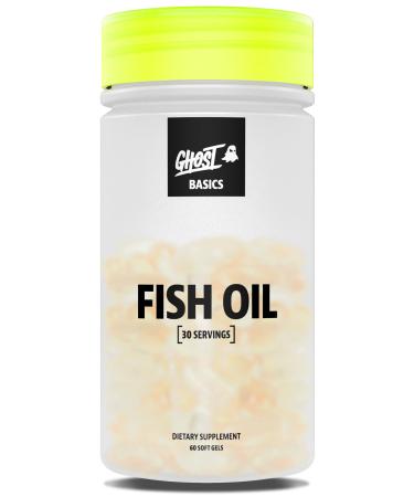 GHOST Basics Fish Oil Supplement 3000MG Daily Omega 3 Fatty Acids with DHA & EPA for Brain Heart Health & Immunity Support - Gluten-Free & Soy-Free - 60 Enteric Coated Softgels