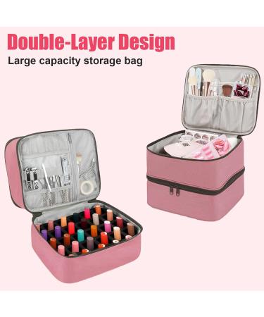 Movstriker Nail Polish Organiser Bag Double Layer Nail Varnish Storage Holds 30 Bottles and A Nail Lamp Traveling Nail Polish Storage Case Portable Nail Lipstick Beauty Tools Box(Pink) - Buy Online on GoSupps.com