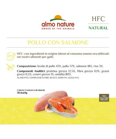 Almo Nature HFC Natural Wet Cat Food - Chicken & Salmon 12-Pack (280g) - Healthy & Gourmet Cat Meals - Buy Online on GoSupps.com