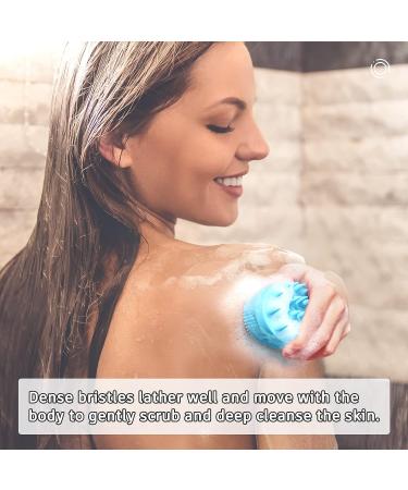 FREATECH 2-in-1 Silicone Body Scrubber - Bath Shower Brush & Scalp Massager for Deep Cleanse - Lathers Well - Easy to Clean - Long-lasting - Light Blue - Buy Online on GoSupps.com